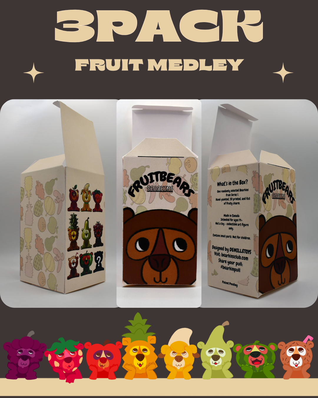 3 Pack Fruit Medley - Bearkins series one